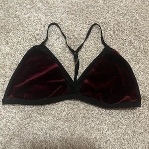 Brandy Melville size medium red velvet and mesh racer back bralette